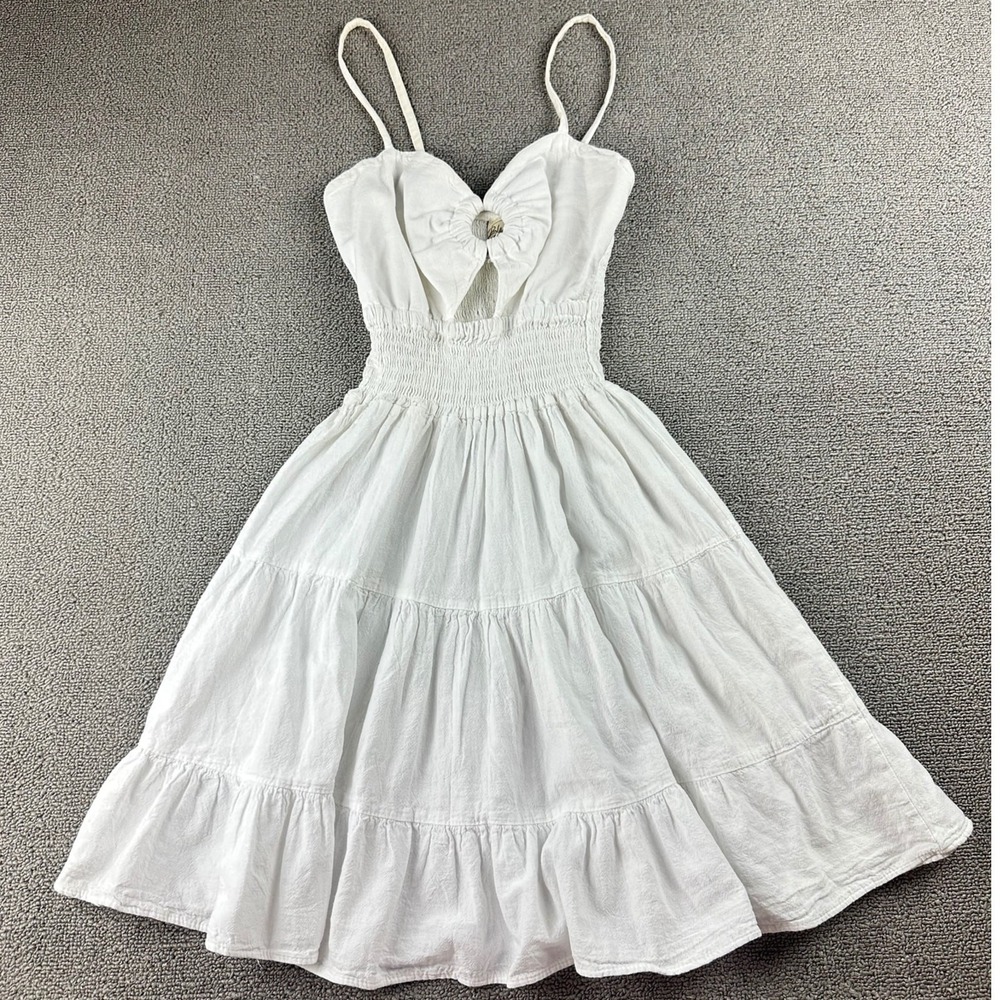 Blanco by Nature Dress Women M White Fit & Flare Smocked Cotton Beach Bohemian